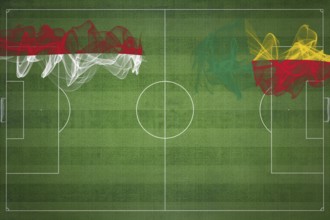 Monaco vs Benin Soccer Match, national colors, national flags, soccer field, football game,