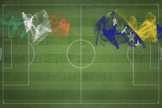 Ireland vs Bosnia and Herzegovina Soccer Match, national colors, national flags, soccer field,