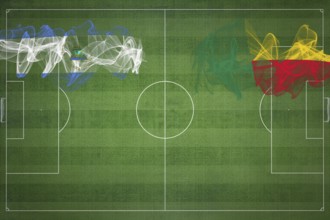 Nicaragua vs Benin Soccer Match, national colors, national flags, soccer field, football game,