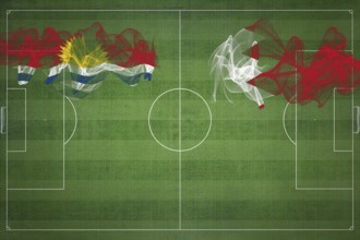 Kiribati vs Bahrain Soccer Match, national colors, national flags, soccer field, football game,
