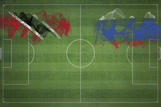 Trinidad and Tobago vs Russia Soccer Match, national colors, national flags, soccer field, football