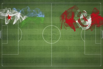 Djibouti vs Tunisia Soccer Match, national colors, national flags, soccer field, football game,