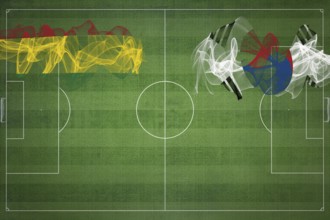 Bolivia vs South Korea Soccer Match, national colors, national flags, soccer field, football game,