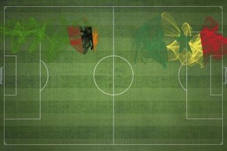 Zambia vs Senegal Soccer Match, national colors, national flags, soccer field, football game,
