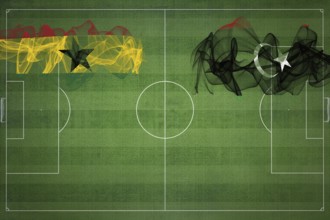 Ghana vs Libya Soccer Match, national colors, national flags, soccer field, football game,