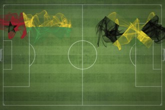 Guinea Bissau vs Jamaica Soccer Match, national colors, national flags, soccer field, football