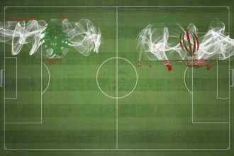 Lebanon vs Iran Soccer Match, national colors, national flags, soccer field, football game,