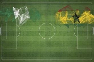 Nigeria vs Ghana Soccer Match, national colors, national flags, soccer field, football game,