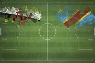 Brunei vs DR Congo Soccer Match, national colors, national flags, soccer field, football game,