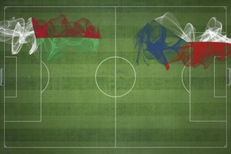 Madagascar vs Czech Republic Soccer Match, national colors, national flags, soccer field, football