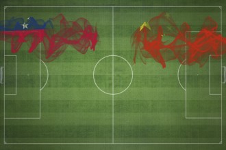 Samoa vs China Soccer Match, national colors, national flags, soccer field, football game,