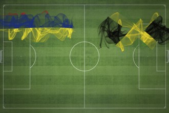 Mauritius vs Jamaica Soccer Match, national colors, national flags, soccer field, football game,