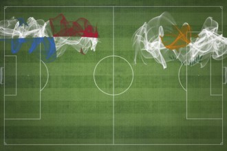 Panama vs Cyprus Soccer Match, national colors, national flags, soccer field, football game,