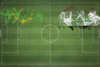 Mauritania vs Iraq Soccer Match, national colors, national flags, soccer field, football game,