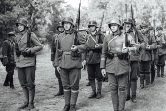 LUBIN, POLAND - AUGUST 8, 2020:, A staging of the Battle of Warsaw from 1920, in which the Polish