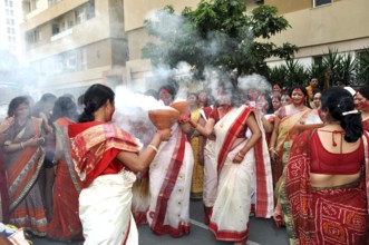 Goddess durga immersion, kolkata, west bengal, india, asia