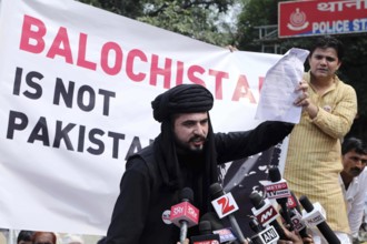 Baloch leader Dilshad Mazdak Baloch All India Baloch Unity Forum, stages a protest against Pakistan