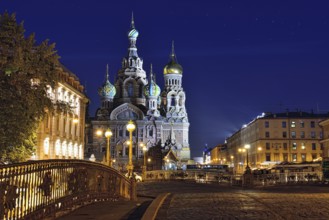 Illuminated Church Savior on Blood in St-Petersburg, Russia. Night view