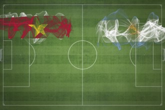 Suriname vs Argentina Soccer Match, national colors, national flags, soccer field, football game,