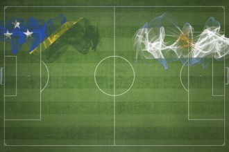 Solomon Islands vs Argentina Soccer Match, national colors, national flags, soccer field, football