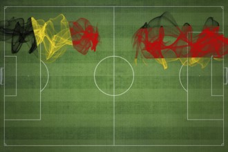 Belgium vs Germany Soccer Match, national colors, national flags, soccer field, football game,