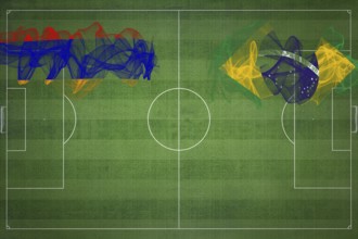 Armenia vs Brazil Soccer Match, national colors, national flags, soccer field, football game,