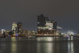 Hamburg harbour city in the evening light