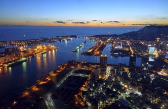 Evening view of Kaohsiung Port and Chijin Island