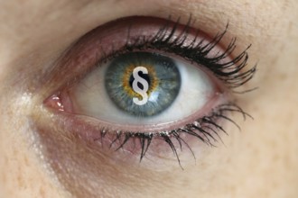 Eye with paragraph in the pupil concept