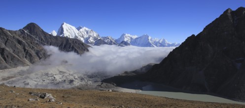 Thonak Tsho, Ngozumba Glacier and high mountains in the Himalayas