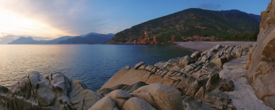 Sunset on the beach in Porto, Corsica