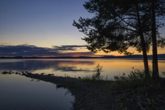 Sunset at the Orsasjon lake near the Swedish town Orsa in the county Dalarna