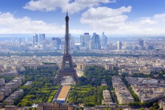 Paris Eiffel tower and skyline aerial view in France