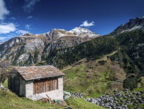 Vals village alpine valley landscape and homes in central alps switzerland