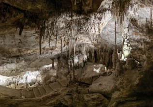 Porto Cristo, Spain, 23 January, 2024: view of the rock formations inside the Cuevas del Drach in