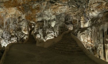 Campanet, Spain, 27 January, 2024: panorama view of the rock formations inside the Campanet Caves