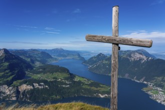 Panoramic view from Fronalpstock on Lake Lucerne in Switzerland
