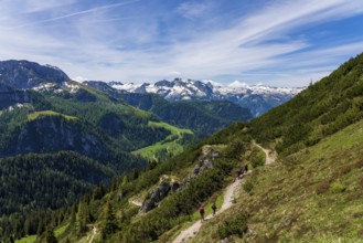 Panoramic view of the mountains in Berchtesgadener Land in Bavaria, Germany, Europe