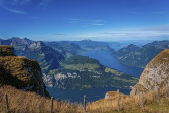 Panoramic view from Fronalpstock on Lake Lucerne in Switzerland