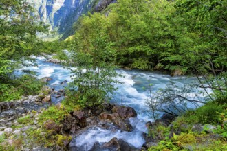Glacier outlet, Kjenndal Glacier, Loen, Nordfjord Region, Norway, Europe