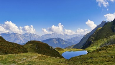 View of Schwarzsee and the Hochjoch via ferrata in Montafon