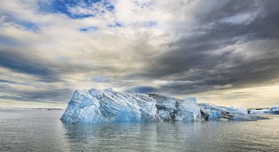 Jokulsarlon Glacier Lagoon in eastern Iceland during sunset