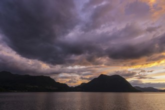 View of the Storfjord in Norway in the evening