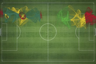 Grenada vs Mali Soccer Match, national colors, national flags, soccer field, football game,