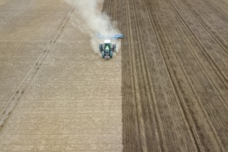 Field cultivation, preparation to plant, aerial view