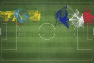 Ethiopia vs France Soccer Match, national colors, national flags, soccer field, football game,