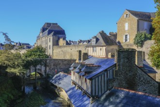 Former wash house Lavoirs de la Garenne on the river Le Marle, medieval city wall, Remparts,