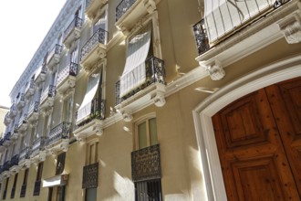 Valencia barrio del Carmen street facades in Spain