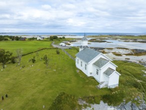 Gimsoy church in the Lofoten Islands. It is a parish church in the municipality of Vagan in