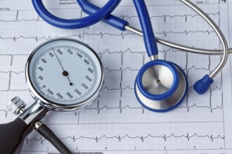 Blood pressure measurement and ECG curve. Sickness caused by high blood pressure, Blood pressure